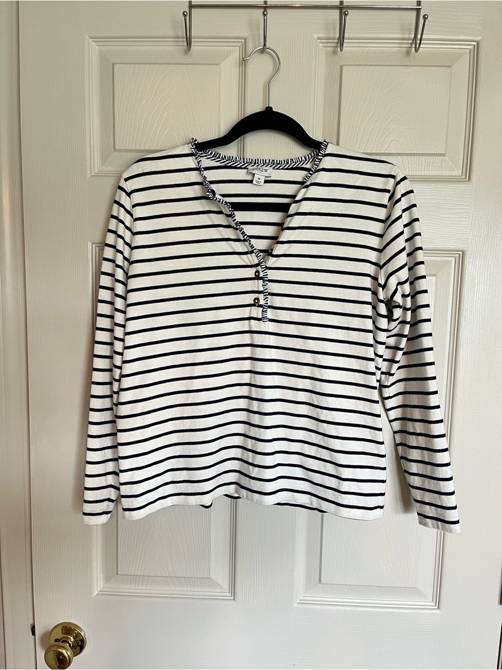 J. Crew Navy and White Striped Long-Sleeve Henley